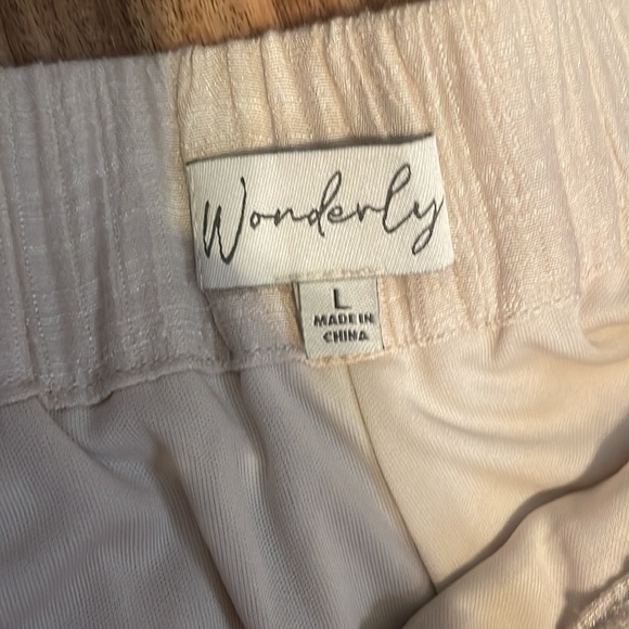 Wonderly women’s pants large 12 14 wide leg tan cream flowy casual pockets NWT - Picture 4 of 9